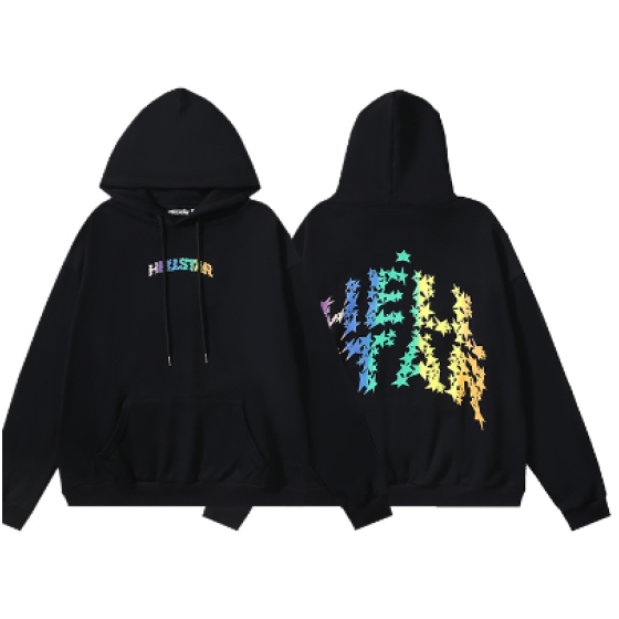 Hellstar Casual Terry Cloth High Street Retro Hooded Sweatshirt